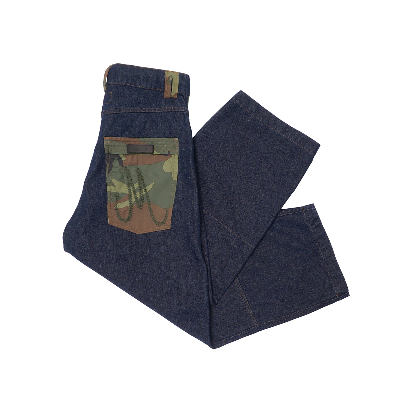 M+ DOUBLE KNEE PHAT PANTS IN DENIM CAMO