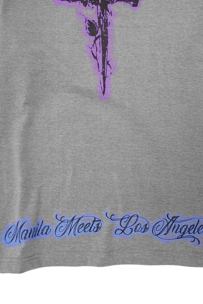"CITY OF ANGELS" TEE IN HEATHER GREY