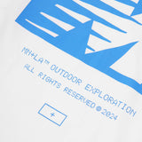 "OUTDOOR EXPLORATION" TEE IN COBALT BLUE