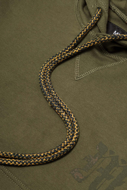 M'$ PAISLEY PATCHWORK MILITIA HOODIE IN OLIVE