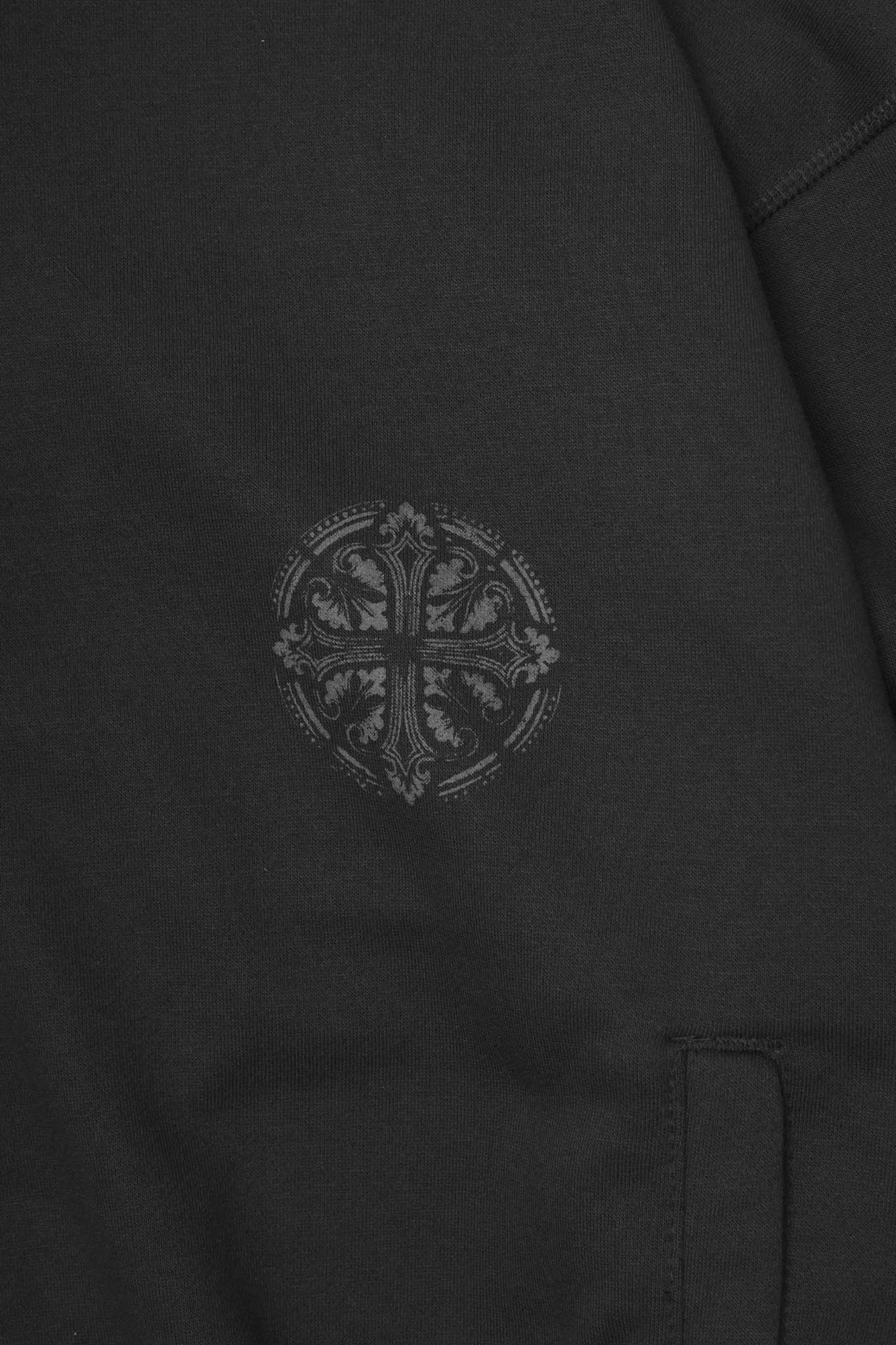 "IRON CROSS" HOODIE IN CAVIAR
