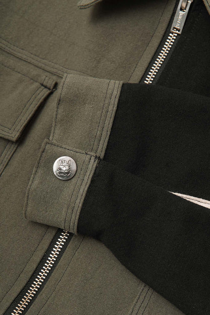 CRAFTSMAN ZIP TRUCKER JACKET IN OLIVE