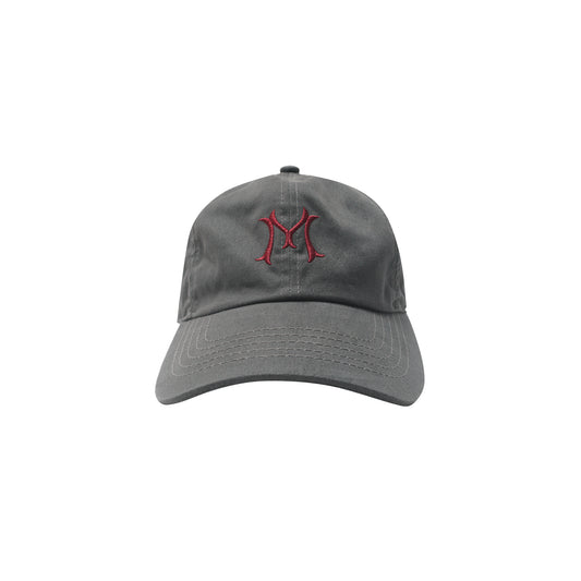 "HITTER" V3 6 PANEL HAT IN CHARCOAL GREY/RARRI RED