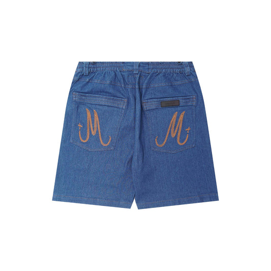 "TRUE BLUE" DOUBLE KNEE PHAT SHORTS