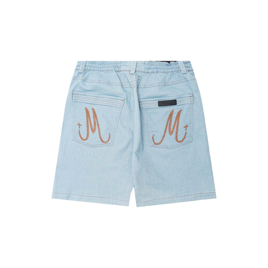 "VAPOR BLUE" DOUBLE KNEE PHAT SHORTS