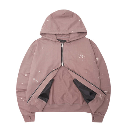 "HITTER" PAINTER'S ZIP HOODIE IN MAUVE