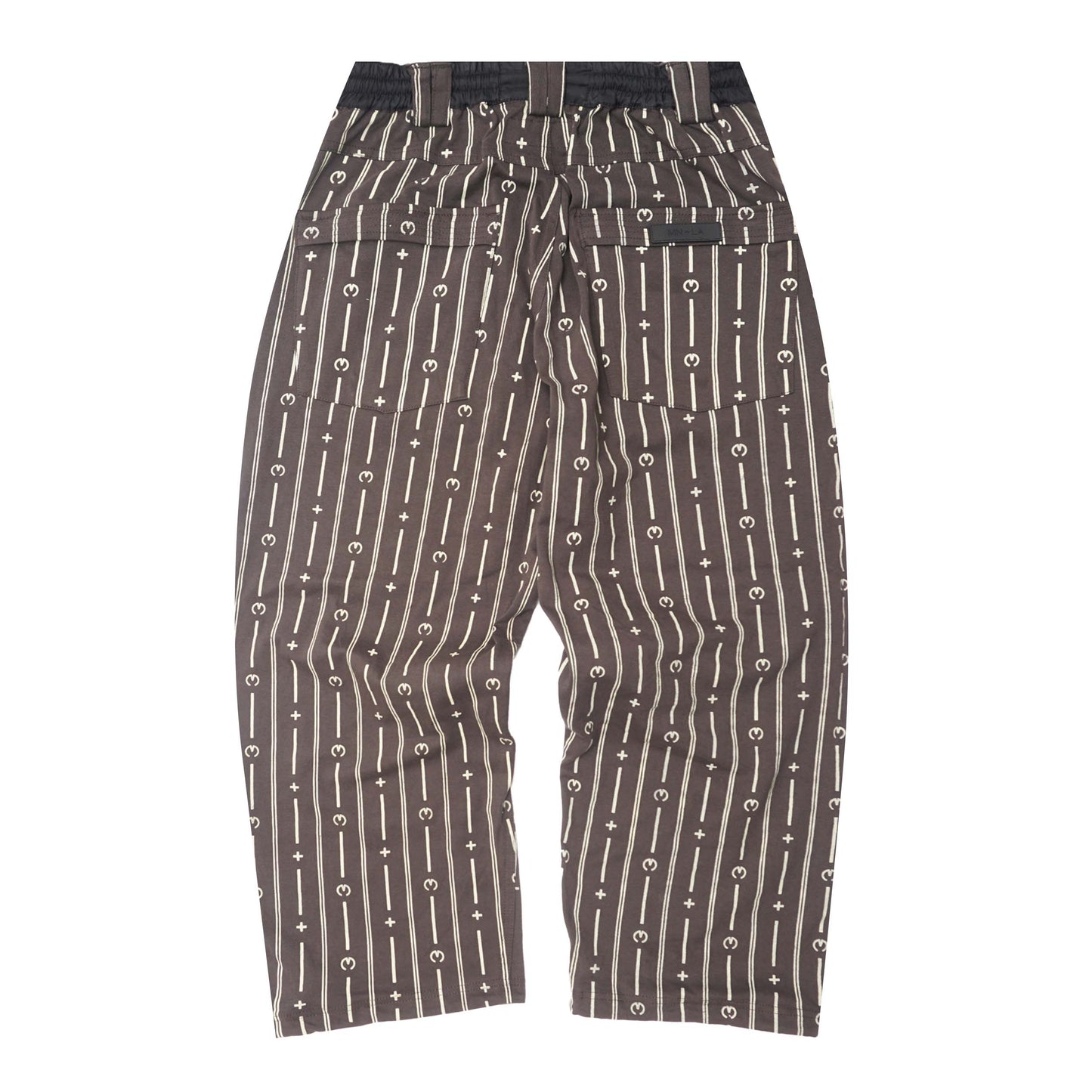 M+ PINSTRIPED OVERPOCKET PHAT PANTS IN CHARCOAL GREY
