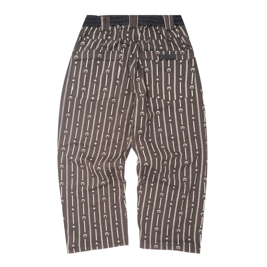 M+ PINSTRIPED OVERPOCKET PHAT PANTS IN CHARCOAL GREY
