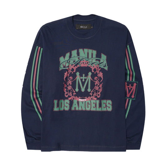 "FAST LANE" LONGSLEEVE TEE IN NAVY