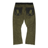 M+ TOWEL BOOTCUT PANTS IN OLIVE