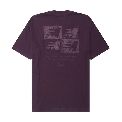 "OUTDOOR EXPLORATION" MULTI LOGO TEE IN SHADOW PURPLE