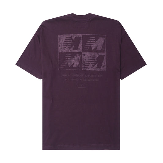 "OUTDOOR EXPLORATION" MULTI LOGO TEE IN SHADOW PURPLE