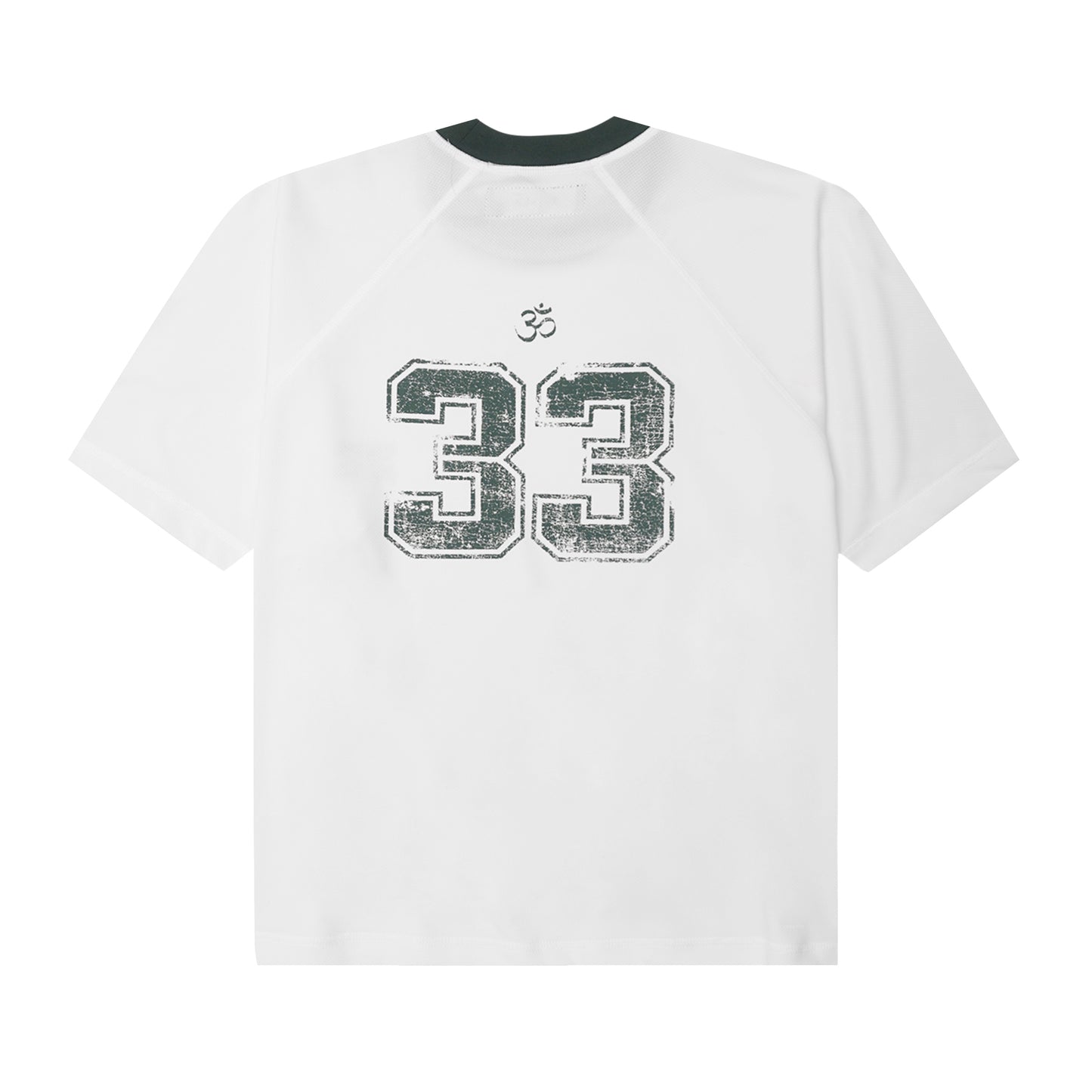 "33" TEE IN WHITE/HUNTER GREEN