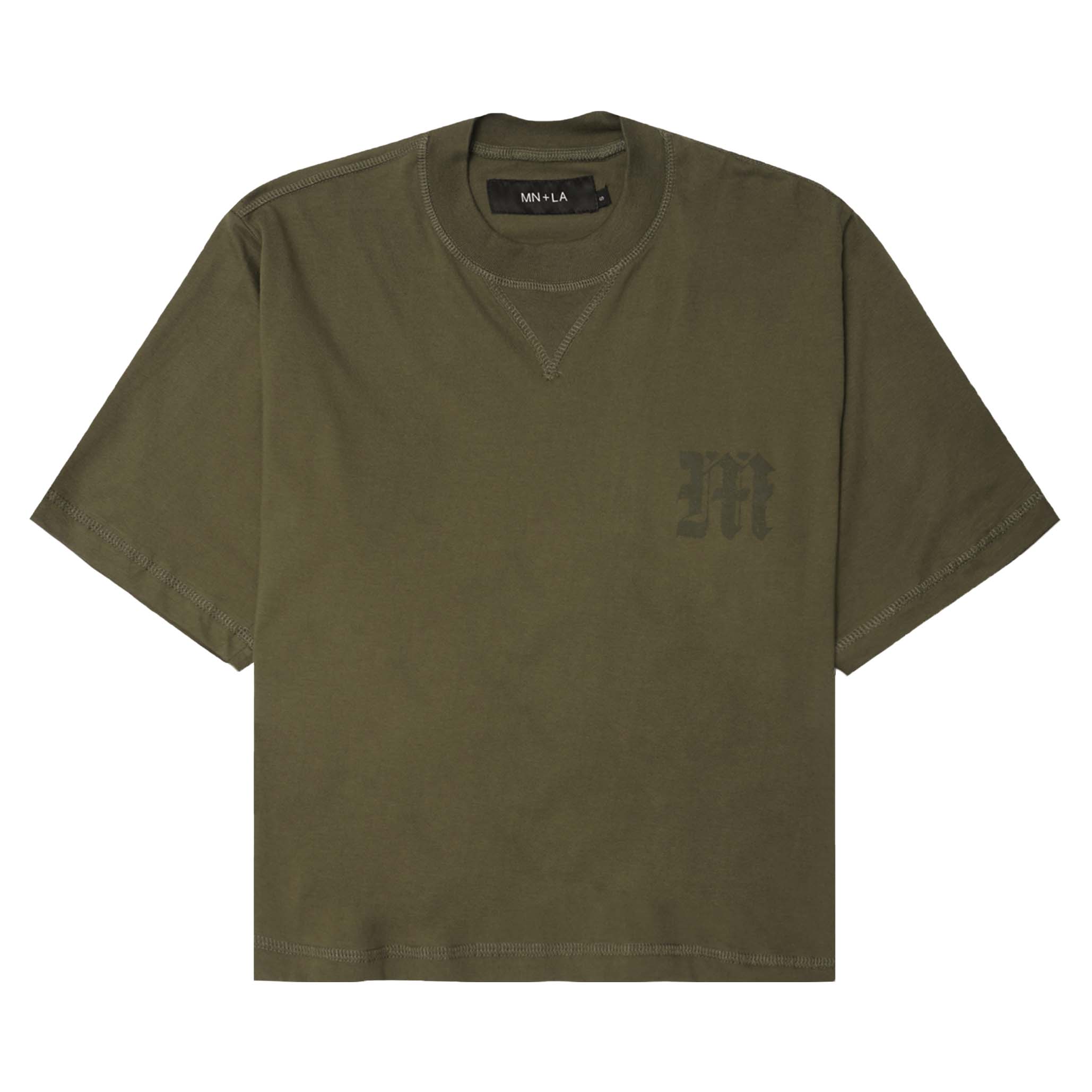 M'$ PAISLEY PATCHWORK MILITIA MOCK NECK TEE IN OLIVE