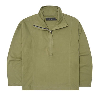 QUARTER ZIP L/S TEE IN OLIVE