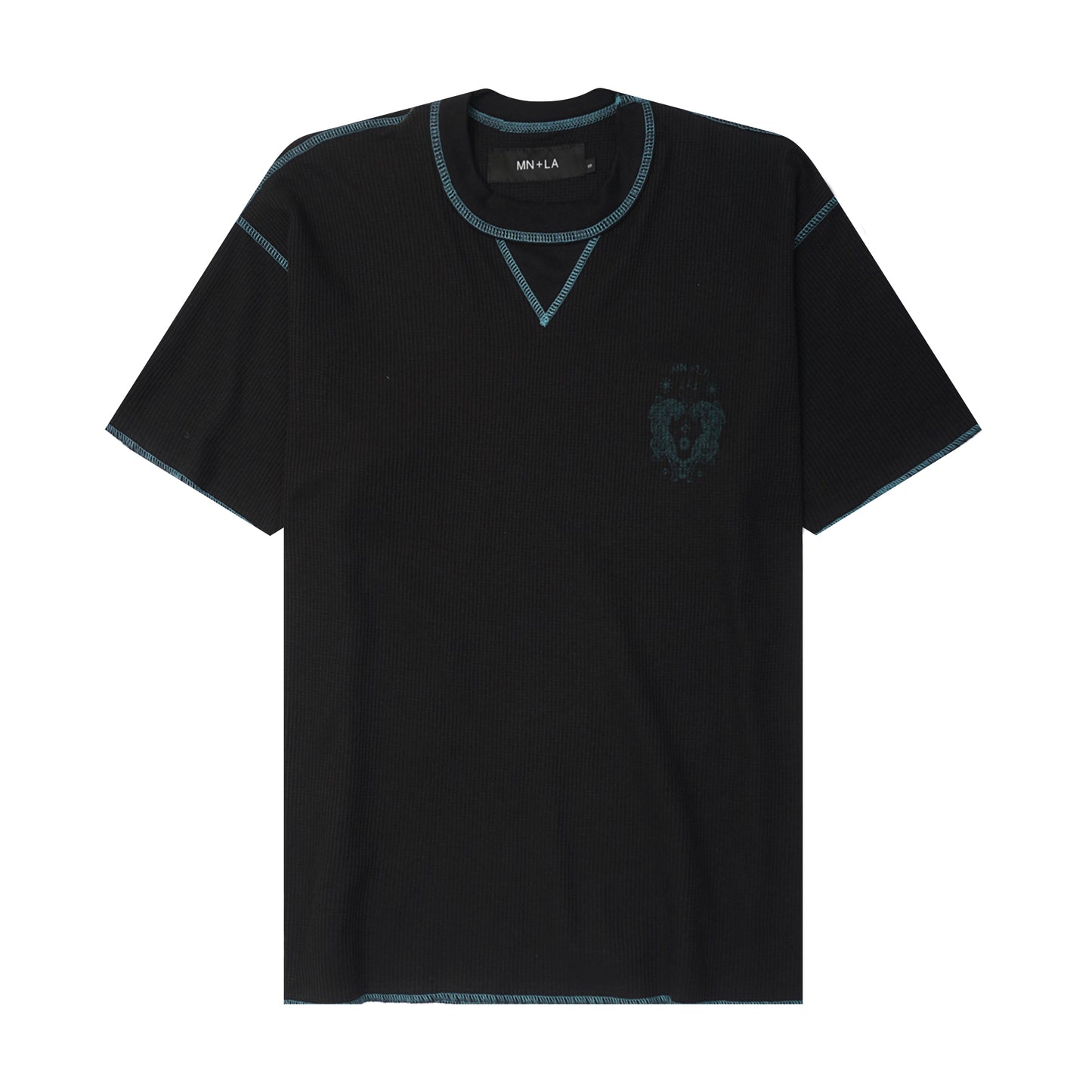 "FCF" WAFFLE TEE IN ANTHRACITE/JADE