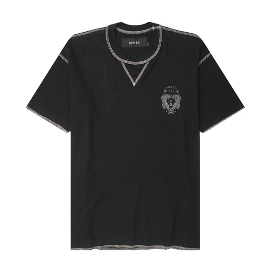 "FCF" WAFFLE TEE IN ANTHRACITE/WHITE