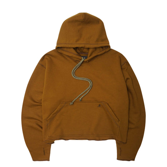M+ CUTOFF HOODIE IN RUST