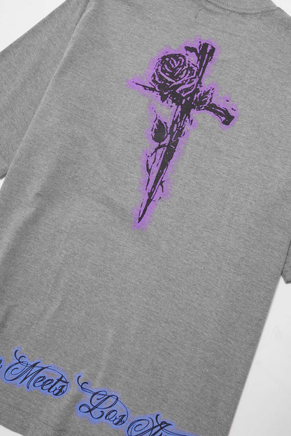 "CITY OF ANGELS" TEE IN HEATHER GREY