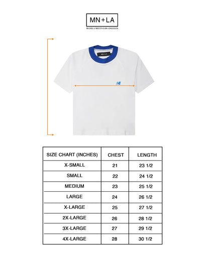 "ARE WE THERE YET?" TEE IN WHITE/ELECTRIC BLUE