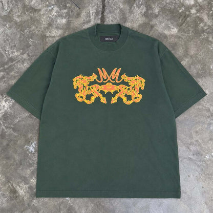 “BURNING STALLION” TEE IN HUNTER GREEN
