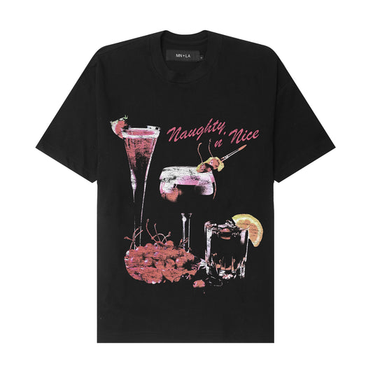 NAUGHTY N' NICE "COCKTAILS" TEE IN ANTHRACITE