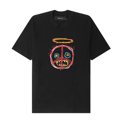 "PEACE THROUGH CHAOS" TEE IN ANTHRACITE