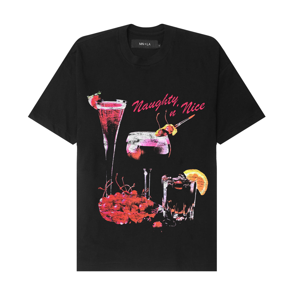 NAUGHTY N' NICE "COCKTAILS" TEE IN ANTHRACITE
