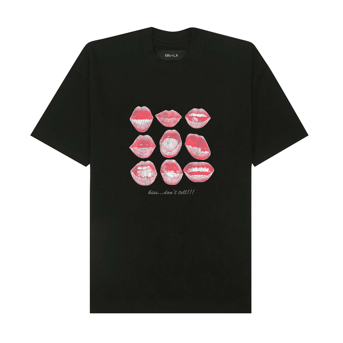 "KISS...DON'T TELL" TEE IN ANTHRACITE