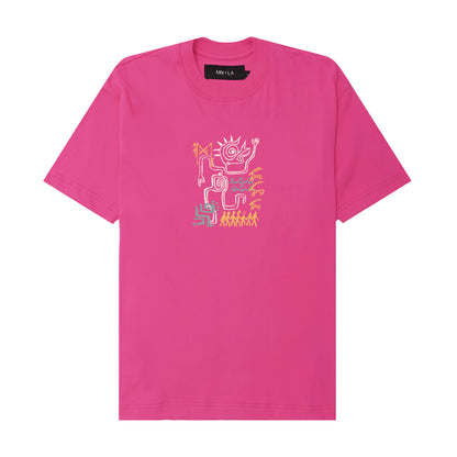 "SPIRIT WALKER" ULTRA HEAVY TEE IN STATIC PINK