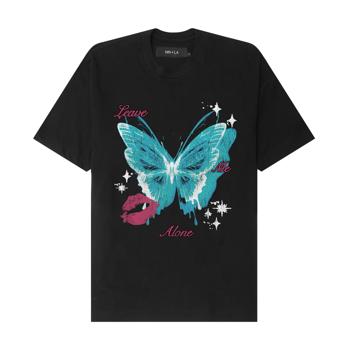 "LEAVE ME ALONE" TEE IN ANTHRACITE/DARK TEAL