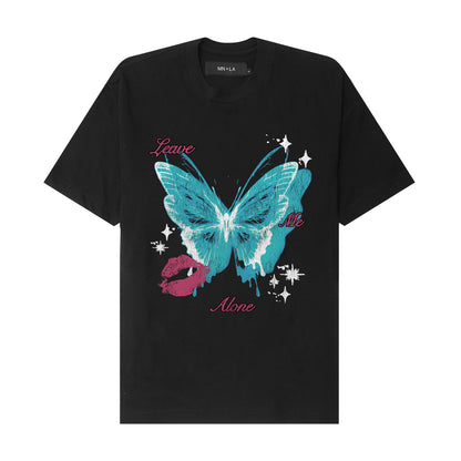"LEAVE ME ALONE" TEE IN ANTHRACITE/DARK TEAL