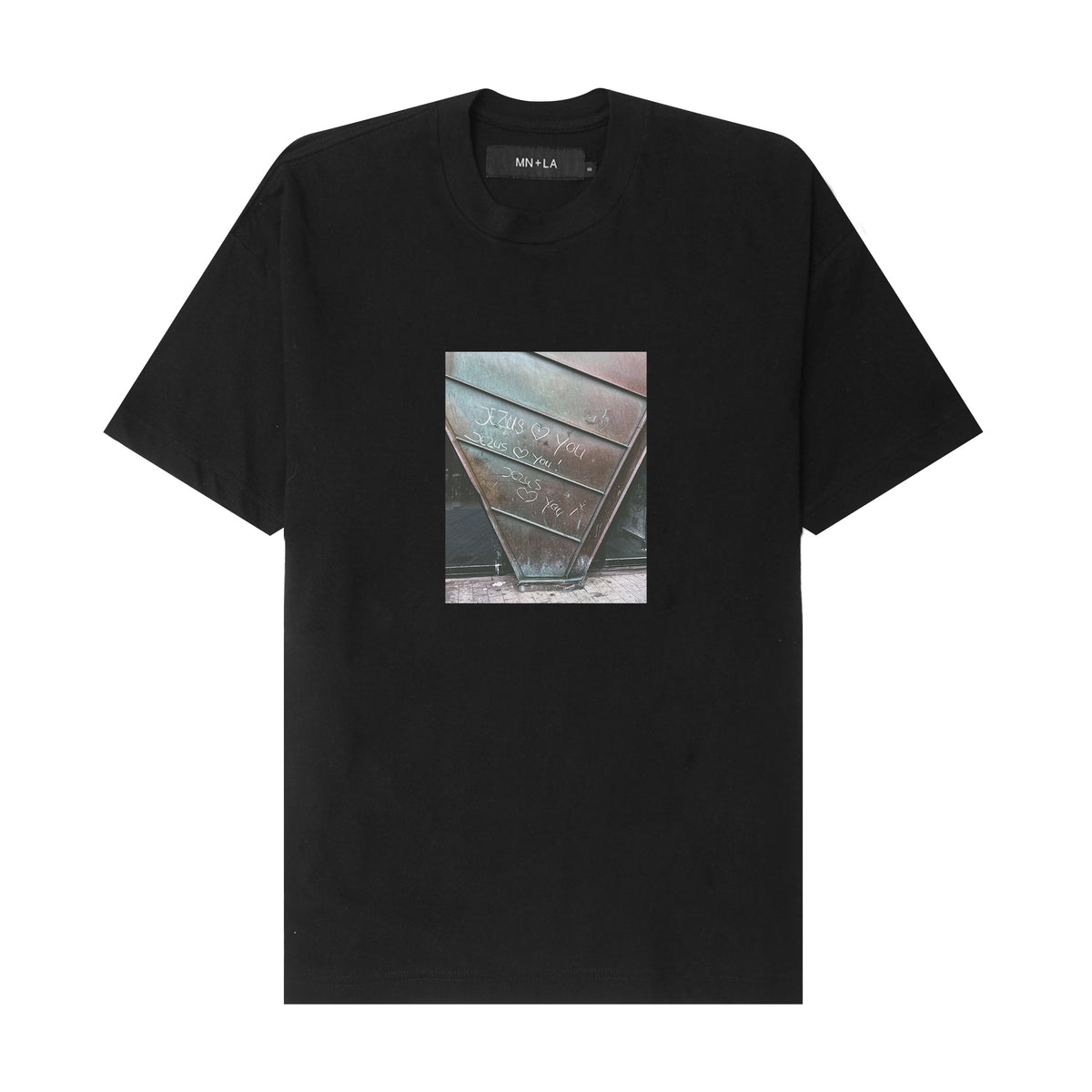"JESUS LOVES YOU" TEE IN ANTHRACITE