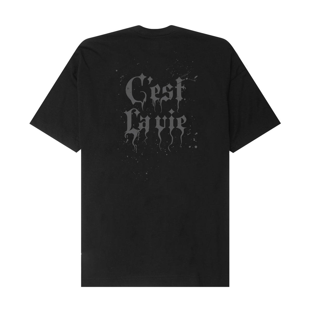 "C'EST LA VIE" TEE IN ANTHRACITE