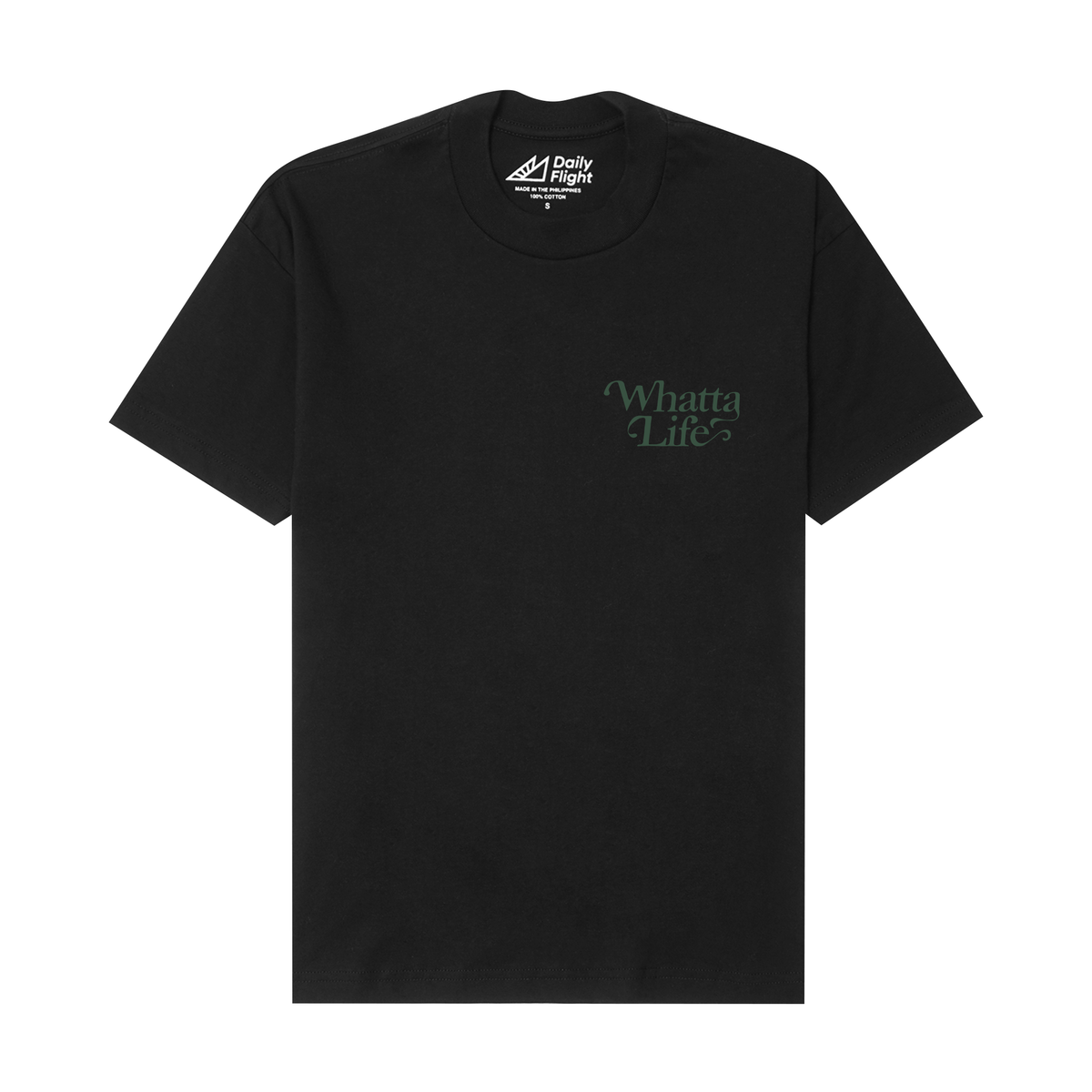 "WHATTA LIFE" TEE IN ANTHRACITE