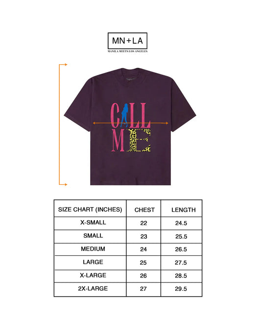"CALL ME" TEE IN SHADOW PURPLE