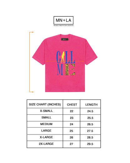 "CALL ME" TEE IN STATIC PINK