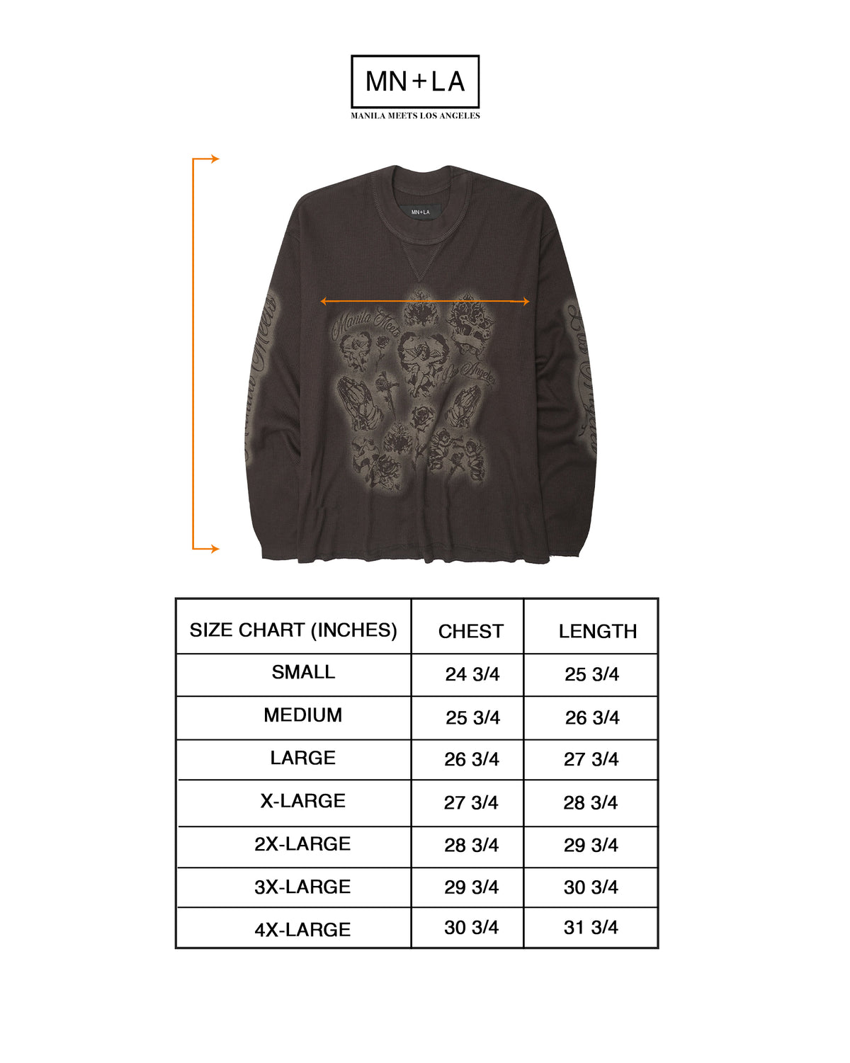 "CITY OF ANGELS" WAFFLE LONGSLEEVE TEE IN CHARCOAL GREY