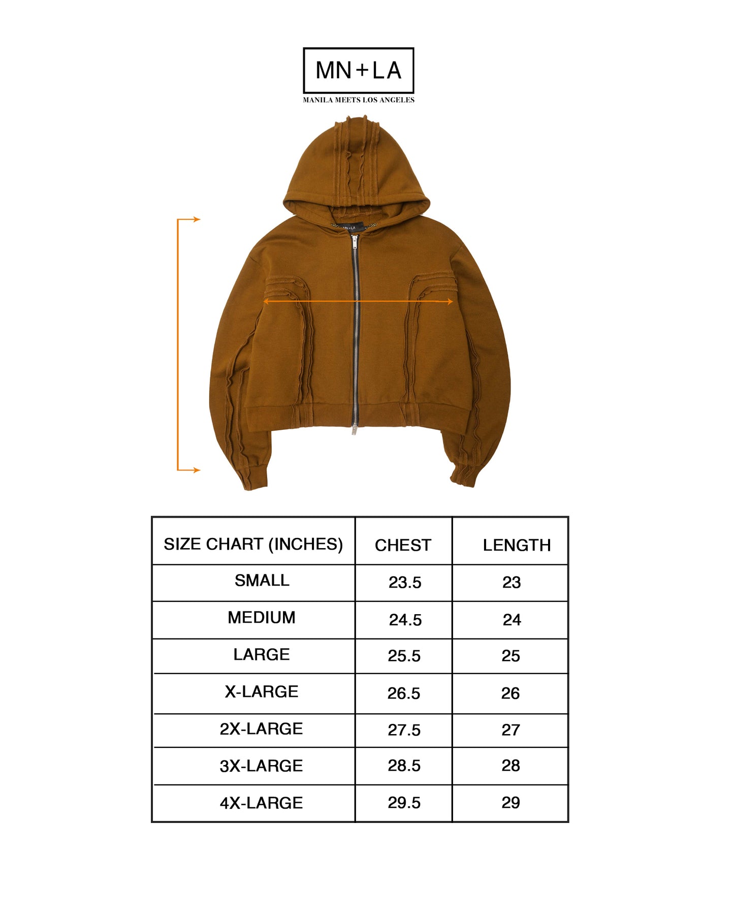CROSS FORGED ZIP HOODIE IN RUST