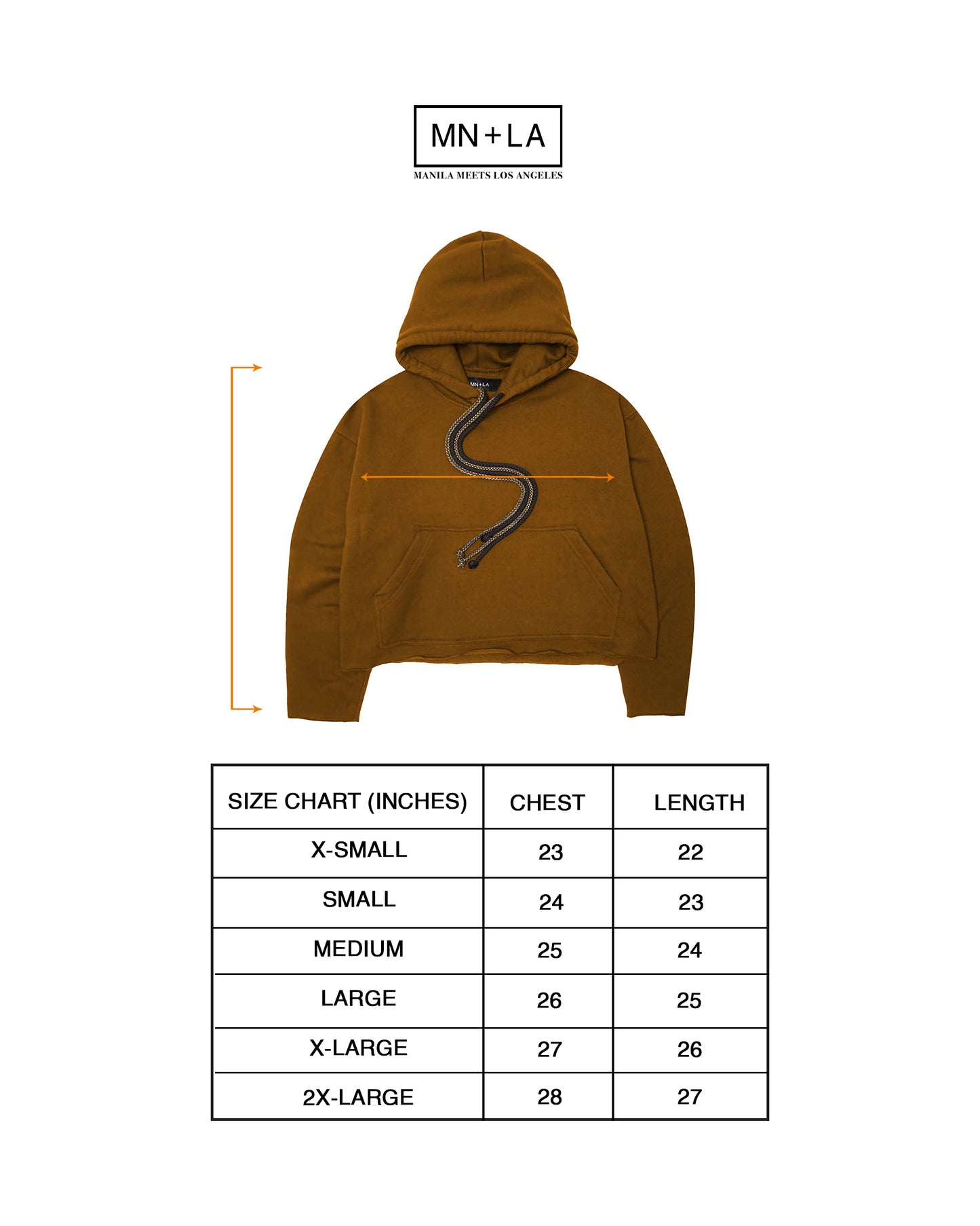 CUTOFF HOODIE IN RUST