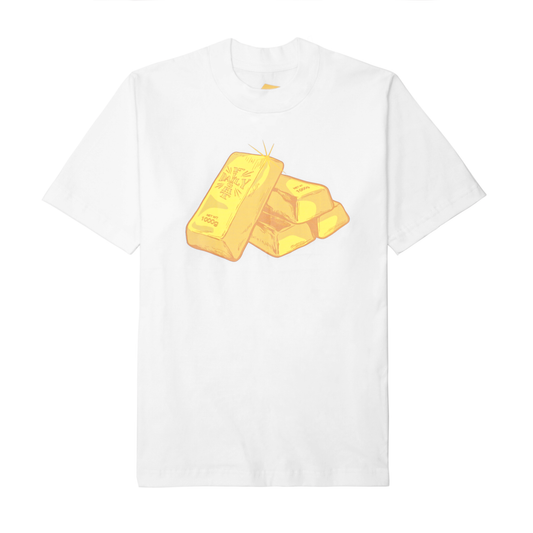 "GOLD BAR" TEE IN WHITE