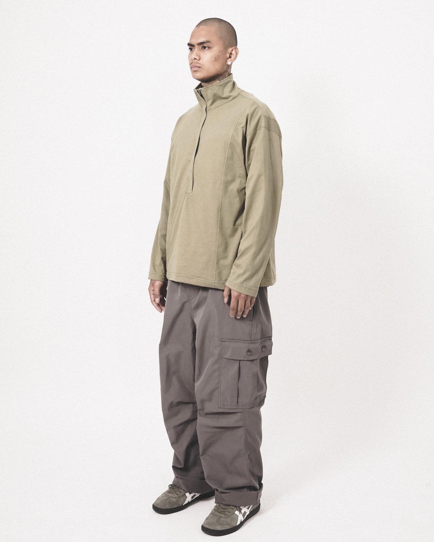 QUARTER ZIP L/S TEE IN OLIVE
