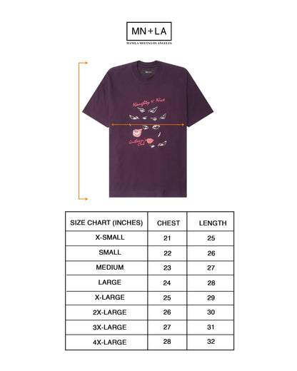 "EYES NEVER LIE" TEE IN SHADOW PURPLE