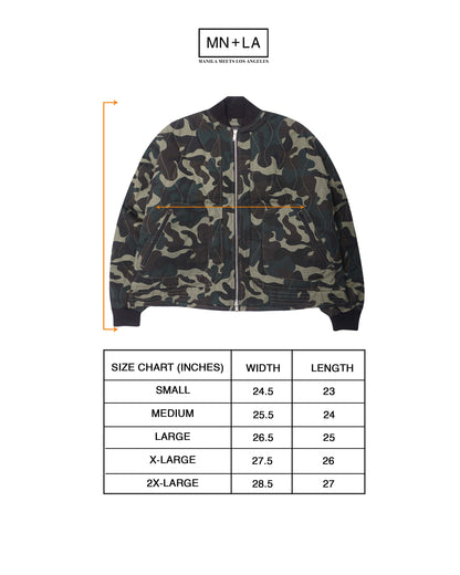 "FLOW" BOMBER JACKET IN WOODLAND CAMO