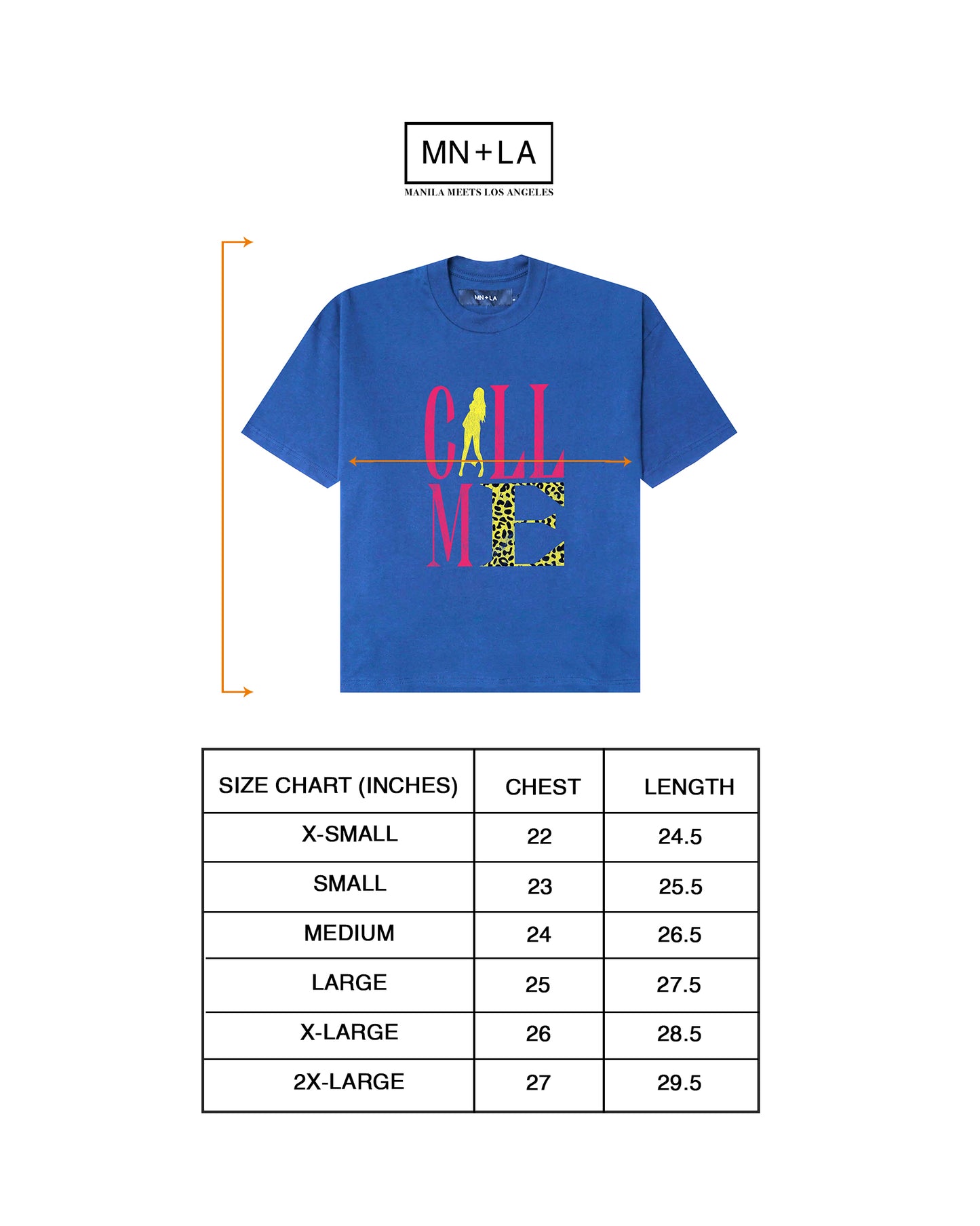 "CALL ME" TEE IN ELECTRIC BLUE