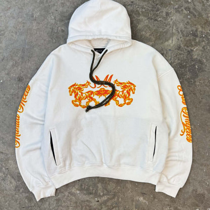 "BURNING STALLION" HOODIE IN WHITE
