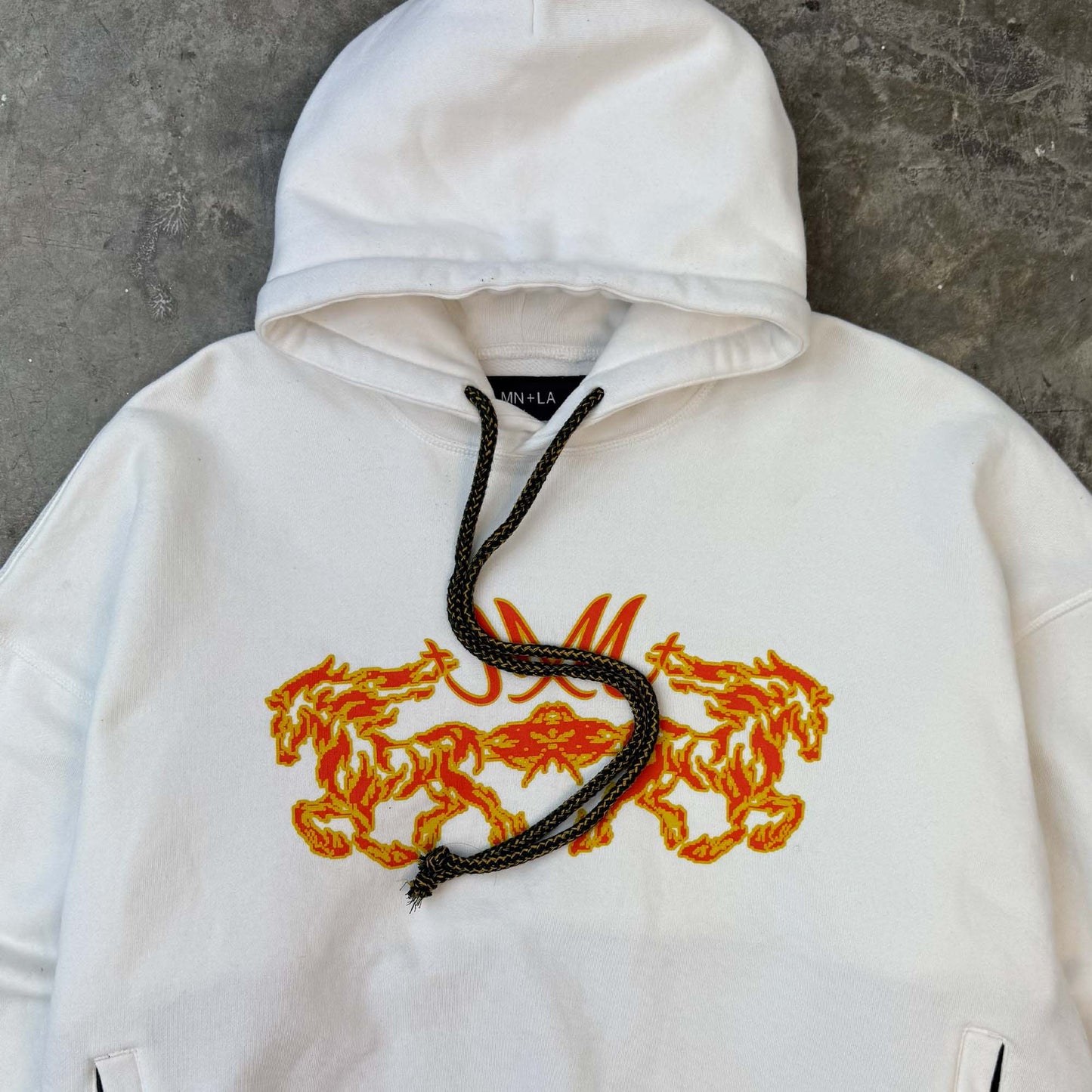 "BURNING STALLION" HOODIE IN WHITE