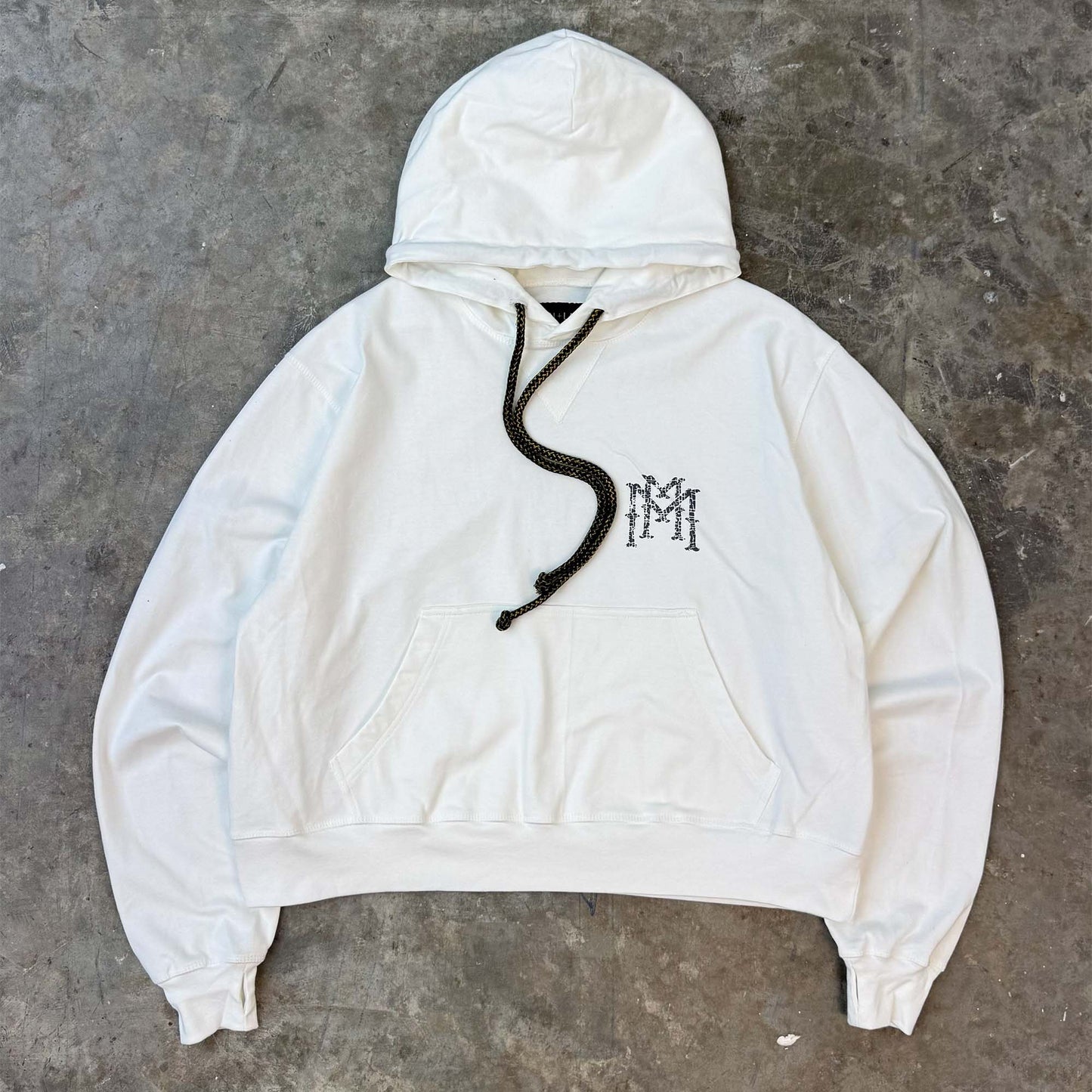 "THORN M'$" HOODIE IN WHITE