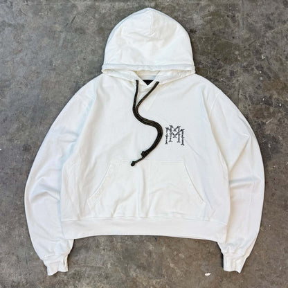 "THORN M'$" HOODIE IN WHITE