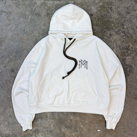 "THORN M'$" HOODIE IN WHITE